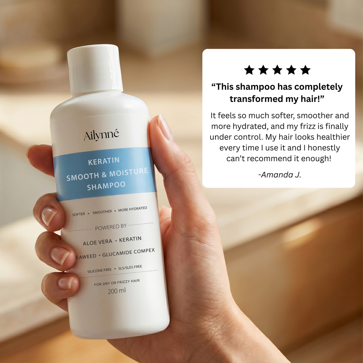 Ailynné Smooth & Moisture Shampoo For Dry & Frizzy Hair