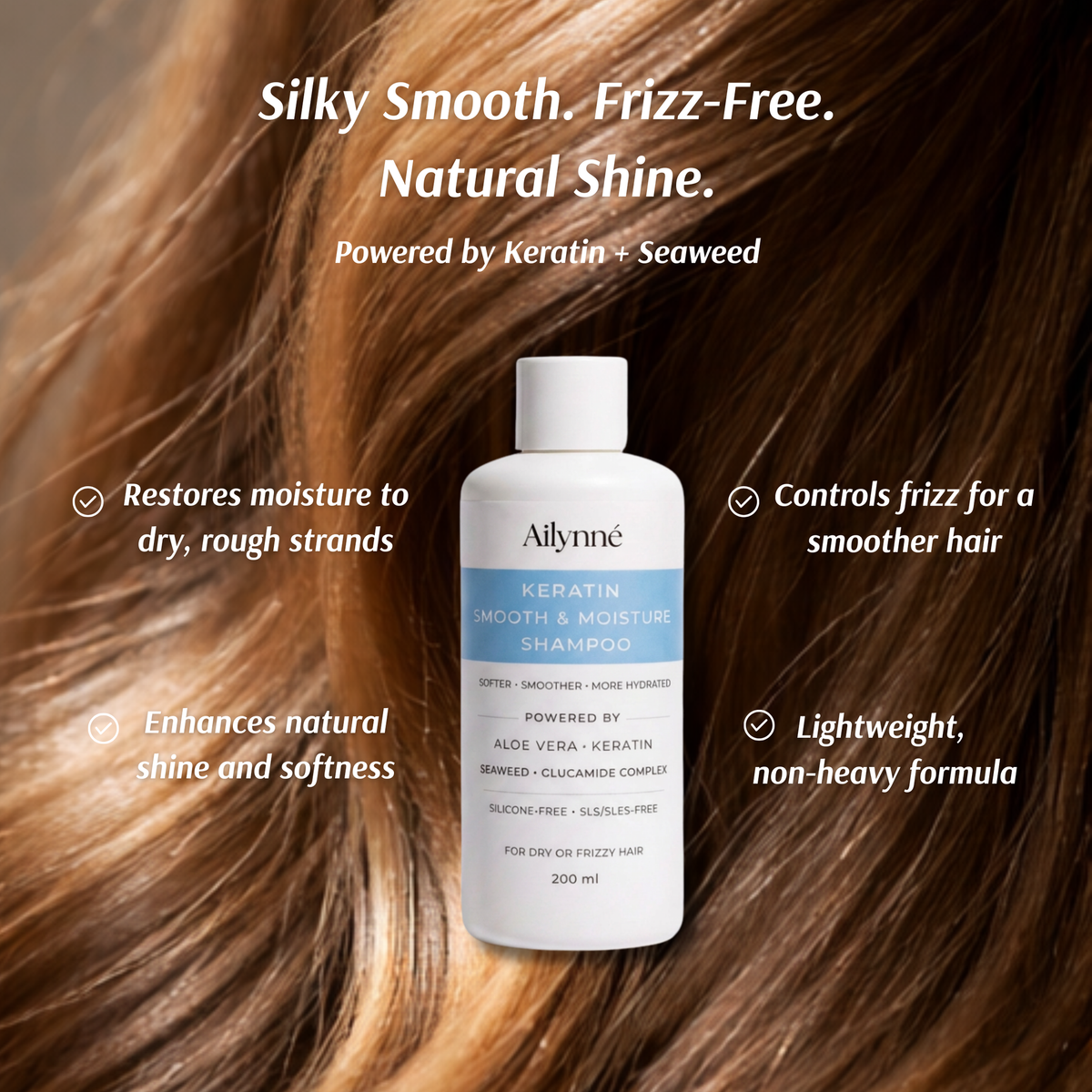Ailynné Smooth & Moisture Shampoo For Dry & Frizzy Hair